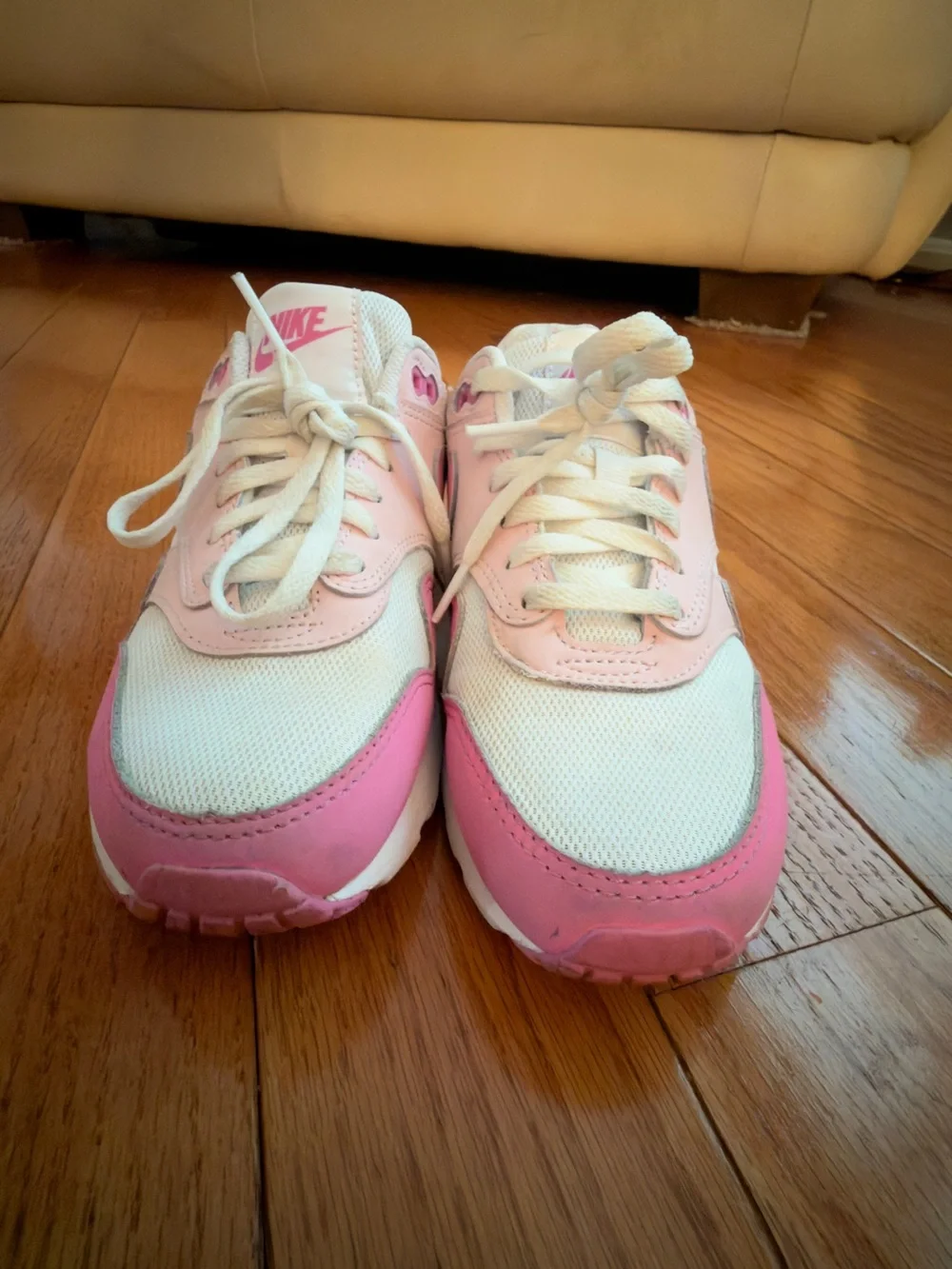 Nike Kids Pink and White Low-Top Sneakers